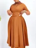 Vestidos de festa vestido de bainha plissada para mulheres de pescoço alto túnica de manga longa Uma linha de moda elegante celebrar vestidos