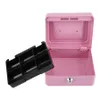 Pink Safe Money Box Bargeld Münzregister Einsatz Tablett Kassierer Schublade Aufbewahrung mini tragbarer Stahl abschließbares Bargeld Sicherheitsbox 240422