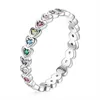 Wedding Rings Elegant Silver Color Heart ingelegd met veelkleurige stenen ringen Fashion Shine Party Engagement Rings for Women