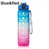 Garrafas de água garrafa de 1000 ml com marcador de tempo, consumo motivacional para o trabalho de viagem ao ar livre de esportes de ginástica 1pc