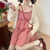 الكورية الحلو والفتاة الجميلة S-8XL بالإضافة إلى الحجم جوفاء حماية الشمس من Cardigan Strawberry Plaid D.