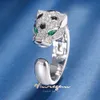 Vinregem Leopard Head Lab stworzył Emerald Clackstone Otwarty Kobiet Pierścień Pierścień prezentowy Koktajl Koktajl Drzybiała biżuteria Hurtowa 240420