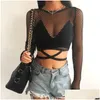 Frauen Tanks Camis Frauen hellgrünes Fischnetz -Top -Sommer -Netz durch Tank Mode Femme Tops Kumpelte lose Hemd weibliche Clubw Dhzfu