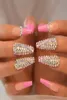 False Nails Rhinestones Nail Press Ons Extra Long Coffin 3d Designed Fake Jewel Luxury Rosy Nude Royalty Tips9974726