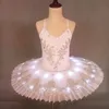 Ruoru Professional LED Light Swan Lake Ballet LED TUtu Girls Ballerina Dress Kids Ballet Robe Dancewear Stage Party Costumes 240426