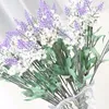 Kwiaty dekoracyjne romantyczne Prowansowanie lawenda jedwabny sztuczny fioletowy bukiet plastikowy Fake Flower White na domową dekorację ślubną