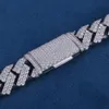 15 mm 24 pouces S925 argent 10k 14k 18k 18K rempli de solid de laboratoire de Moissanite Diamant Cuban Link Chain Collier Bracelet