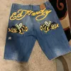 Y2k homens shorts casuais jean de grandes dimensões Hip Hop Punk Basketball pernas largas calças de rua de rua 240426