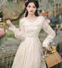 Casual Dresses Vintage Women Sweet Fairy Doll Dress Vicotrian Style Brodery Cotton Elegant Princess Robe Vestido Festa