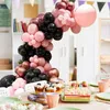 Decoração de festa 87pcs rosa claro preto preto rosa rosa dourado balão de balloon arco do arco de garland para chá de bebê