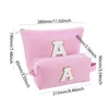 Cosmetische tassen 2 pc's chenille letter gestreepte toiletiekas schattige potloodkas met ritsjager huidverzorging cadeaus verjaardag voor meisjes