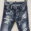 Herren Jeans 2024 Loch Quastenkratzspray -Sprühfarbe Mode Bleistifthose C010#