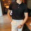 Polos maschile 2024 uomini Summer Colore solido Polo a maglia da uomo Business Casual Slip Tops Tees Male Short Short Shirts D191 D191