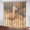 Rideau 3d imprimé moderne Running Animal Horse salon rideaux 2 pièces Fenêtre d'ombrage pour décoration de chambre à coucher