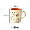 Tassen 420 ml Keramik Katze und Hund Paar Tasse Hitzeresistente Milch Kaffeetasse Hand gezeichnet Home Juice Tasse Mikrowelle Safe J240428