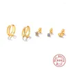 Pendientes de sementales Ayudas 5 PCS Flower Eye Set for Women 925 Sterling Silver Percing Clip Pendientes Plata Joyería Regalos CZ