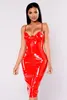 Robes décontractées 4xl 5xl 6xl plus robe taille 2024 Sexy Winter PVC Aym humide Femmes Red Black Knee Longueur Zipper Club