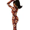 Casual Dresses African Styles Bodycon Dress Autumn Retro Geometry Sexy High Slit Long One Shoulder Custom Party