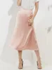 Silk Satin Skirts for Women Korean Style Champagne Office High Waist Aline Skirt Fashion Elegant Solid Long Pencil 2024 240420