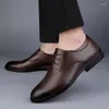 Scarpe casual marchio elegante maschio oxfords genuine in pelle uomini affari allacciati di lusso classico