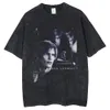 Game Friend Leon S Kennedy Imprimé Shirt Shirt à manches courtes 2024 Harajuku Summer Vintage Wash 250g Cotton Mens Loose Tees 240424