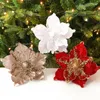 Decorative Flowers Glitter Sequin Simulation Cloth Flower Christmas Tree Oranments Home Wedding Party Thanksgiving Decorations Props