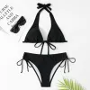 Set Solid Mains de maillot de bain Femmes Bikini Bikini Bikini rose vif Ensemble de maillot de bain Push up Brésilien Plage de la plage Sexy Bandage Bikini