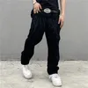 Y2K Black Pocket Jeans Mens Street Wear American Retro Stamping Letterpants Straight Hip Hop Shorts 240426