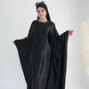 Ethnic Clothing Butterfly Abaya Inner Belt Summer Muslim Party Long Dress Wrinkle Satin Abayas For Women Dubai Turkey Islamic Kaftan