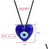 Naszyjniki wiszące kreatywne tureckie złe niebieskie oko dla mężczyzn kobiety kochają serce łańcuch szklany szklany naszyjnik biżuteria