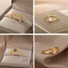 Eheringe Grace Opal Moon Ring Frauen Edelstahl Ehering Engagement Crescent Paar Ringe für Frauen Trendige Jewlery