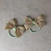 Accessoires de cheveux 2024 Printemps / été pastoral doux bébé et petite fille en cuir groupe rose vert vérifié à coffre à nœud arc