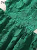 Casual Dresses Delocah Högkvalitativ sommarkvinnor Fashion Designer Green Dress Hollow Out Brodery Patchwork Big Swing ärmlös tank
