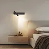Vägglampa LED med switch USB för sovrum el headboard läsning nattbok justerbar rotation enkel modern heminredning