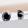 Passer le test 1CT Round Boucles d'oreilles Moisanite Black Studes pour hommes Femmes S925 Silve Silve White Gold plaqué Muistes d'oreilles Moisanite Boucles d'oreilles Fine