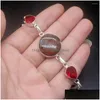 Kedjelänkarmband Sea skickade Baltic Amber Red Garnet Sier Color Charms Länkar för kvinnor 7,75 tums droppleverans smycken Dhqyh