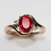 Bandringen Huisept Elegant 925 dames zilveren sieradenring Ovaal Ruby zirkon Rose Gold Open Ring Wedding Party Decoratie Q240427