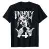 YZLDS T Shirt for Man Satanic Nun Tattoos Unholy Y2k Style Graphic Cotton T-shirt Nun Satan Vintage Luxury Summer Mens Clothing 240424