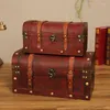 Sieraden zakjes Europees retro houten doos rood lederen vintage schat borstopslag pography poppen huizendecoratie