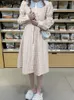 Casual Dresses Elegant Midi Dress Women Plaid 2024 Vonda Fashion Lantern Sleeve Turn-Down Collar Printed sundress Sexig Lapel Neck Robe