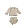 Clothing Sets 2024 Spring Infant And Child Boys Girls Colored Wooden Ear Lock Top With Triangle Pants Fashionable Versatile