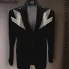 Perle di cristallo nero per perle abiti da smoking da sposa smoking 2 pezzi set di blazer da ballo per cena Terno Masculino Completo