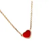 Diseñador de lujo Ch Brand V Collar de oro de alta calidad Collar colgante de forma de corazón con diseño de calcedonia roja en joyas de lujo chapadas en oro rosa de 18 km