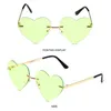 Sunglasses Trendy Party Cosplay Costume Metal Sun Glasses Rimless Heart Heart-Shaped Pink Hippie