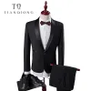 Anzüge Tian Qiong billige neue Mantel Hose Designs hochwertige Baumwolle schwarze Gelegenheitsanzüge Männer, Hochzeitsadress Freizeitanzug Männer, Plussize S4XL