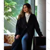 Garnitury męskie Formalne czarne kobiety Blazer Single Bedeed Notch Lapel Long Jacket 1 -Piece Office Lady Stroje