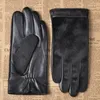 Prawdziwe skórzane rękawiczki mężczyzny męskie rękawiczki owczesko -skóry jesienne zimowe aksamitne wyłożone gęste ciepłe rękawiczki ze skóry faux futra