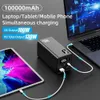 Cell Power Banks Psooo 100W Power Pack 100000mAh 5 portas de saída Tensão ajustável Carregamento rápido Carregador de bateria portátil J240428