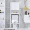 Tuvalet Depolama Dolabı Banyosu Yukarıdaki Ayarlanabilir Raflar Beyaz 240420