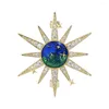 Broches Temperrament Fashion Trend Lovely Starry Sky Star Zircon Gold Brooch Blue Planet Pin Decoration Accessoires Bijoux Cadeaux